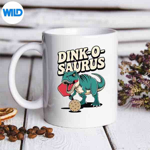 DinkOSaurusPickleballDinosaurmug