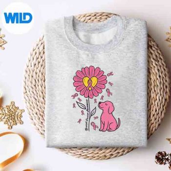 DogPinkSunflowerPinkRibbonBreastCancerAwarenesssweater