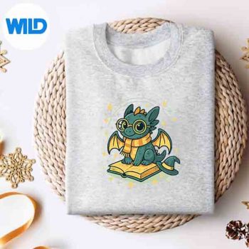Dragons Cute Wizard Dragon Book Lover Magic School Art Silhouette SVG PNG Cut File 4 DragonsCuteWizardDragonBookLoverMagicSchoolArtsweater
