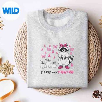 Feral And Fighter Raccoon Breast Cancer Awareness Silhouette SVG PNG 4 FeralAndFighterRaccoonBreastCancerAwarenesssweater