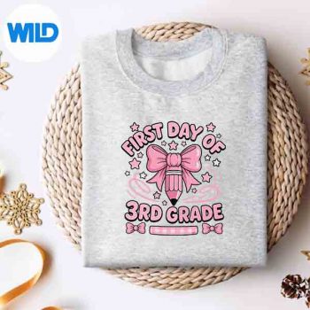 FirstDayOf3rdGradePinkPencilBowGirlBackToSchoolsweater