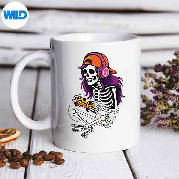 GirlsHalloweenSkeletonGamerVideoGamingGirlmug