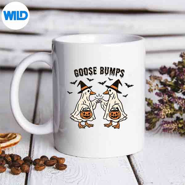 GooseBumpsHalloweenGooseGhostPumpkinGooseFistBumpmug