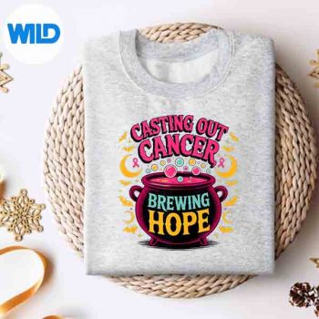 Halloween Breast Cancer Awareness Casting Out Cancer Vector Design 4 HalloweenBreastCancerAwarenessCastingOutCancersweater