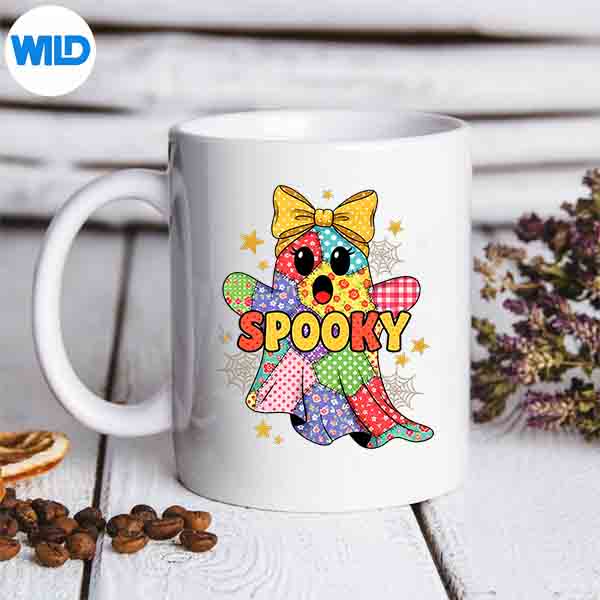HalloweenCoquettePatchworkGhostSpookyLaceGhostmug