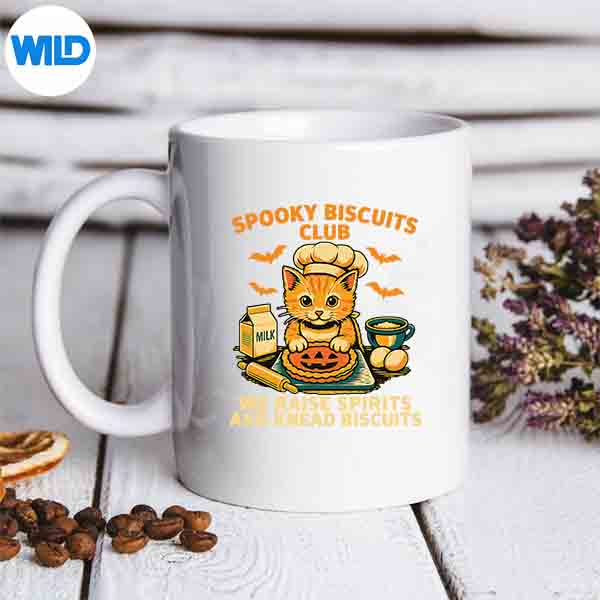 HalloweenCuteCatBakingSpookyBiscuitsClubKittymug
