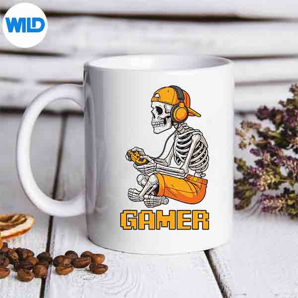 HalloweenSkeletonGamerVideoGamingSkeletonGamingmug