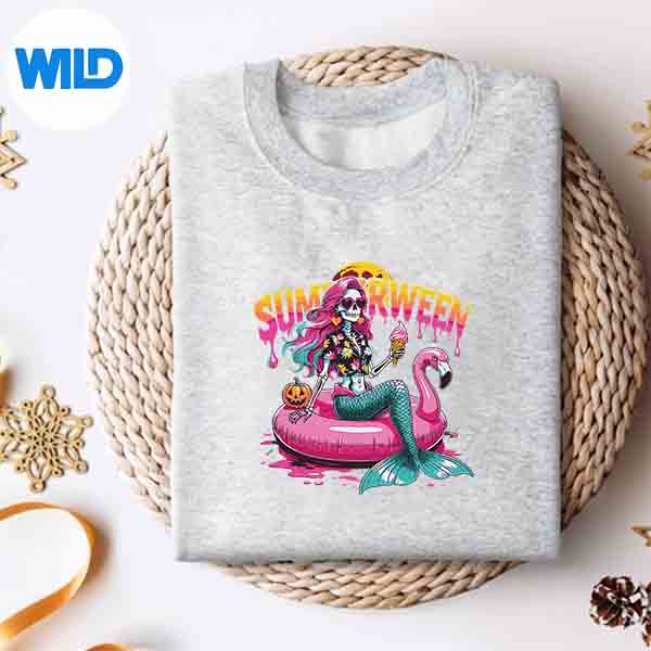 HalloweenTropicalSummerweenMermaidSkeletonsweater