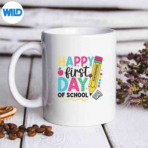 HappyFirstDayOfSchoolPencilTeacherBackToSchoolmug