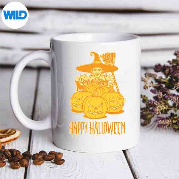 Happy Halloween Witch And Pumpkins Silhouette SVG PNG Cut File 7 HappyHalloweenWitchAndPumpkinsmug