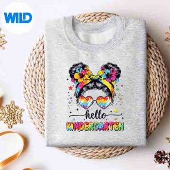 HelloKindergartenMessyBunFirstDayOfSchoolsweater