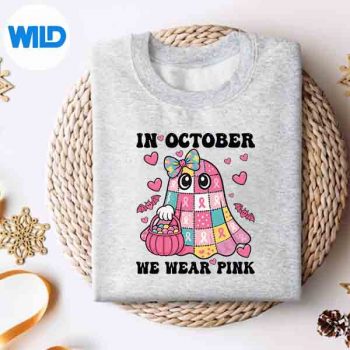 In October We Wear Pink Cute Ghost Breast Cancer Awareness SVG Cut File 4 InOctoberWeWearPinkCuteGhostBreastCancerAwarenesssweater