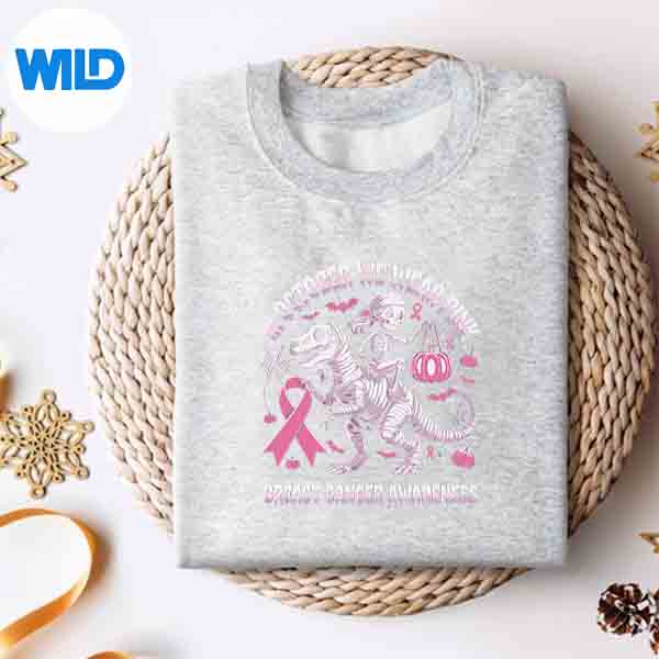 In October We Wear Pink Dinosaur Skeleton Breast Cancer SVG PNG Cut File 2 In October We Wear Pink Dinosaur Skeleton Breast Cancer SVG PNG Cut File - Image 2