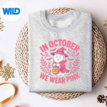 In October We Wear Pink Ghost Halloween Silhouette SVG PNG 4 InOctoberWeWearPinkGhostHalloweensweater