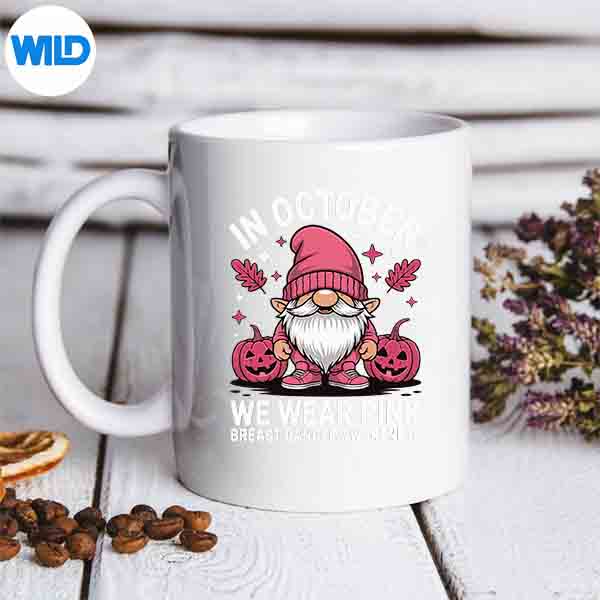 In October We Wear Pink Gnome Breast Cancer SVG PNG Digital Design 6 InOctoberWeWearPinkGnomeBreastCancermug