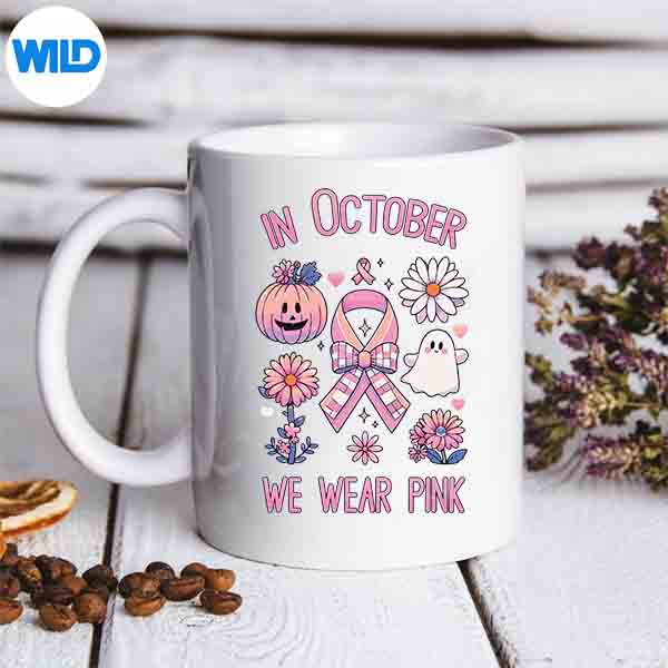InOctoberWeWearPinkHalloweenBreastCancermug