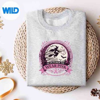 InOctoberWeWearPinkRibbonWitchHalloweenBreastCancerRetrosweater