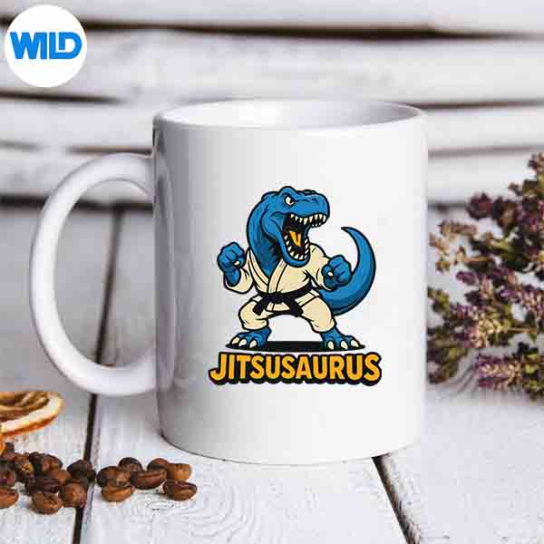Jitsusaurus Dinosaur Brazilian Jiu Jitsu Blue Trex Digital Design 7