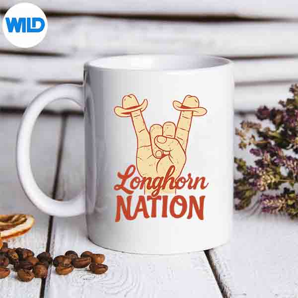 Lonhorn Nation With Cow Hats And Hookem Sign Digital Design 7 LonhornNationWithCowHatsAndHookemSignmug