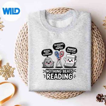 NothingBeatsReadingRockPaperScissorsBookLoversweater