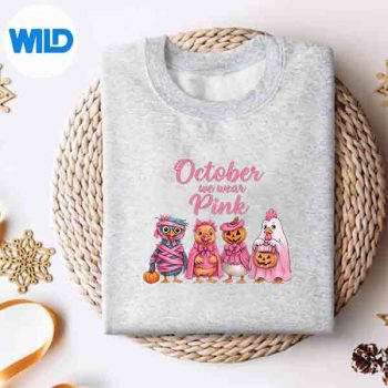 October We Wear Pink Chicken Breast Cancer Halloween SVG PNG Cut File 4 OctoberWeWearPinkChickenBreastCancerHalloweensweater