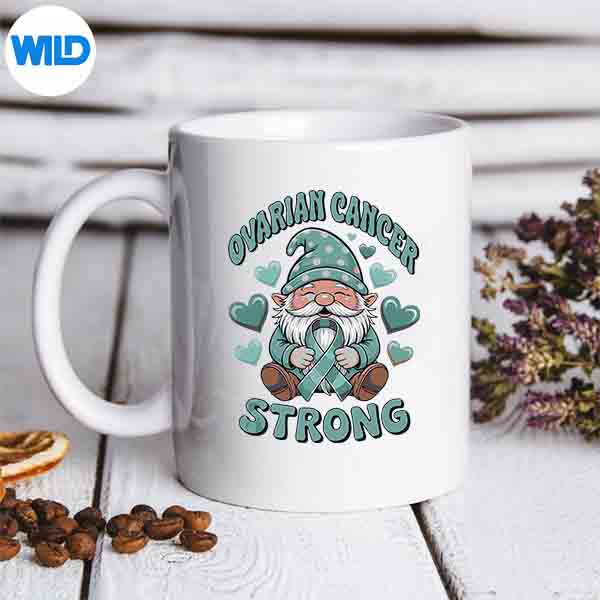 OvarianCancerAwarenessTealRibbonGnomeSupportmug