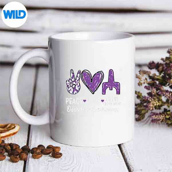 PeaceLoveHarmReductionOverdoseAwarenessRibbonPurplemug