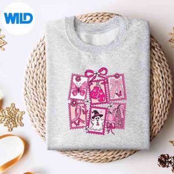 PinkGhostCoquetteBowHalloweenBreastCancerAwarenesssweater