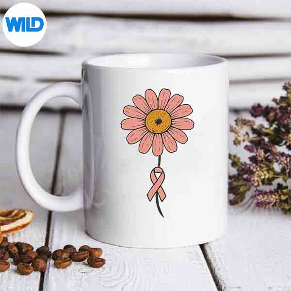 PinkRibbonSunflowerBreastCancerAwarenessGirlsmug