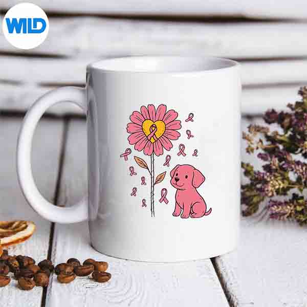 PinkRibbonSunflowerBreastCancerAwarenessmug