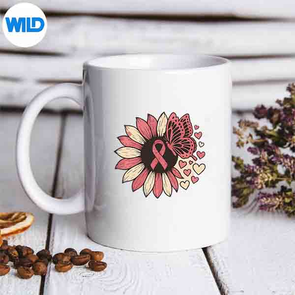 PinkSunflowerButterflyBreastCancerAwarenessmug