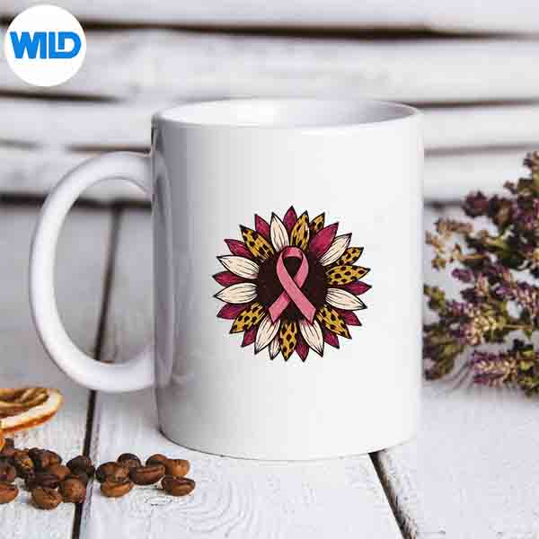 PinkSunflowerLeopardPrintBreastCancerAwarenessmug