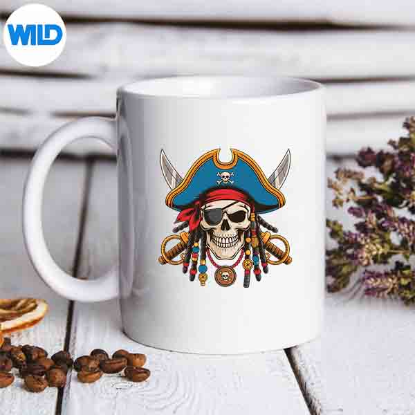 PirateSkullAndCrossbonesSkeletonHalloweenmug