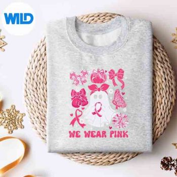 Preppy Bow Ghost Breast Cancer Halloween We Wear Pink SVG PNG Cut File 4 PreppyBowGhostBreastCancerHalloweenWeWearPinksweater
