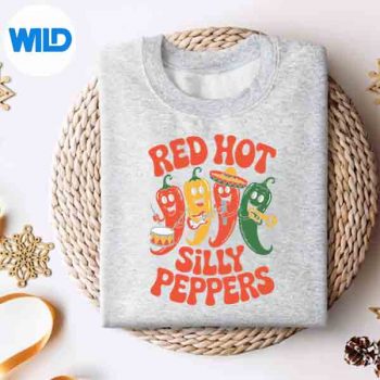 RedHotSillyPeppersChiliBandCartoonRetrosweater