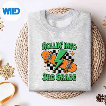 Rollin Into 3rd Grade Skateboard Back To School Silhouette SVG PNG 4 RollinInto3rdGradeSkateboardBackToSchoolsweater