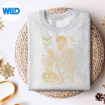 SkeletonHuggingCatLoverCatSkeletonHalloweensweater