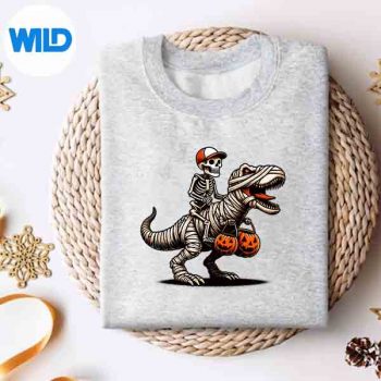 Skeleton Riding Mummy Dinosaur Pumpkin Halloween Design for Cricut 4 SkeletonRidingMummyDinosaurPumpkinHalloweensweater