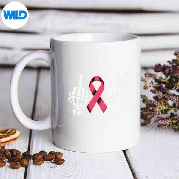 SkeletonRockHandBreastCancerAwarenessCoolPinkRibbonmug