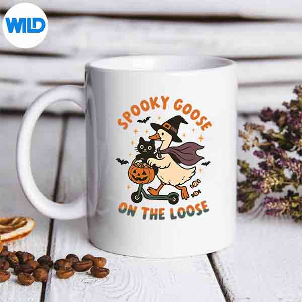 SpookyGooseOnTheLooseWitchSillyGooseAnimalHalloweenmug