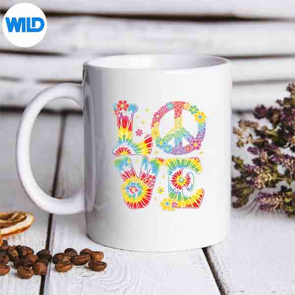 TieDyeLovePeaceSignRetroHippiemug