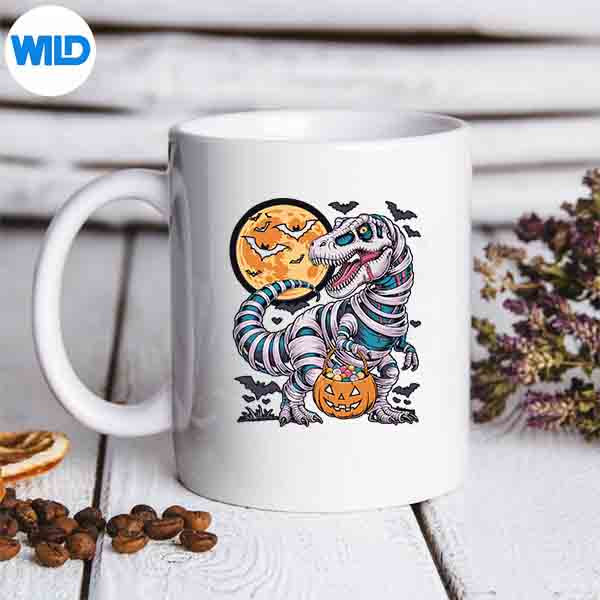 Trick Or Treat Spooky Halloween Trex Mummy Dinosaur Costume Digital Design 7