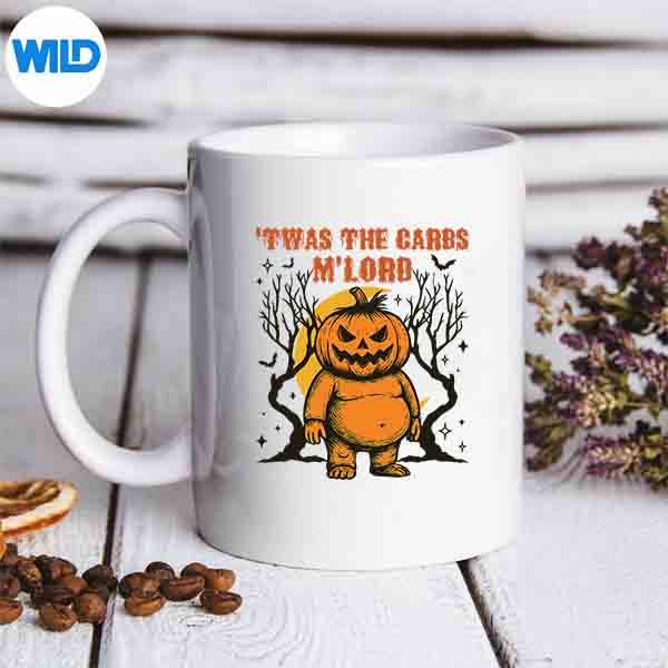 TwasTheCarbsMlordFatPumpkinRetroSpookyHalloweenmug