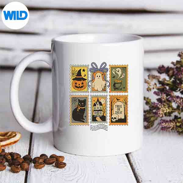 Vintage Halloween Postage Stamps Pumpkin Ghost Cat SVG Cut File 7 VintageHalloweenPostageStampsPumpkinGhostCatmug