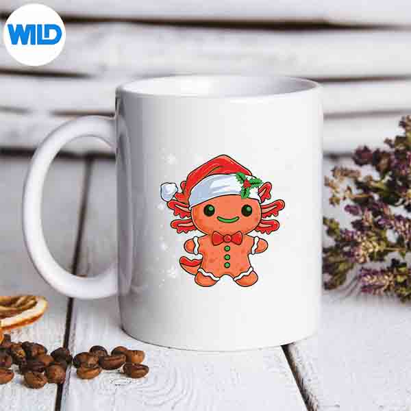 Axolotl Gingerbread Santa Hat Merry Christmas Pajamas SVG PNG