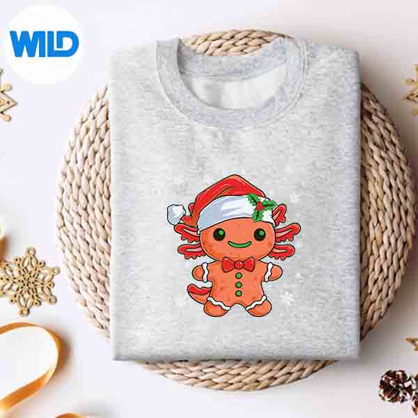 Alternative view of Axolotl Gingerbread Santa Hat Merry Christmas Pajamas SVG PNG