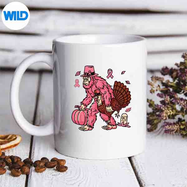 BigfootPinkAndThankgivingBreastCancerAwarenessmug