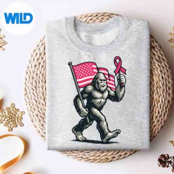 BigfootPinkRibbonBreastCancerAwarenessSupportSquadRetrosweater