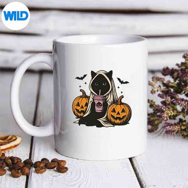 BlackCatGhostHalloweenVintagemug