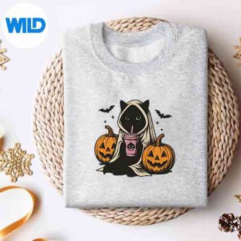 Black Cat Ghost Halloween Vintage SVG PNG Digital Design 4 BlackCatGhostHalloweenVintagesweater